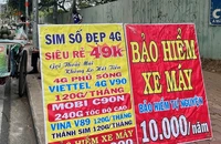 Bảo hiểm lề đường vắng khách mua. Ảnh: TÚ UYÊN