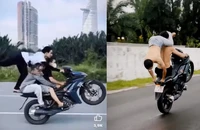 Tạm giữ 3 người chạy xe máy bốc đầu, đi 1 bánh ở Thủ Đức