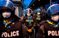 Cảnh sát Thái Lan đảm bảo an ninh trên đường phố thủ đô Bangkok trước Hội nghị APEC. Ảnh: THE NATION THAILAND