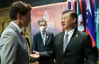 Chủ tịch Trung Quốc phàn nàn Thủ tướng Canada vì để rò rỉ nội dung cuộc họp bên lề Hội nghị thượng đỉnh G20 tại Indonesia ngày 16-11. Ảnh: REUTERS.
