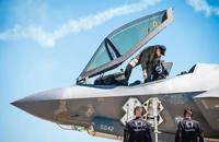 Tiêm kích F-35A của Không quân Mỹ tại Triển lãm Hàng không Wings Over Wayne 2019 tại Căn cứ Không quân Seymour Johnson, bang North Carolina ngày 27-4-2019. Ảnh: KHÔNG QUÂN MỸ