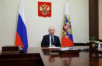 Tổng thống Nga Vladimir Putin họp với các thành viên của Hội đồng Bảo an Liên Hợp Quốc qua liên kết video tại thủ đô Moscow (Nga) ngày 27-1. Ảnh: SPUTNIK
