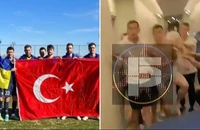 Cầu thủ Nga và Ukraine ẩu đả tại khách sạn ở TP Antalya (Thổ Nhĩ Kỳ) ngày 13-2. Ảnh: SOTNEWS