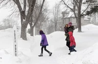 Tuyết dày ở TP Sioux Falls, bang South Dakota (Mỹ) ngày 22-2. Ảnh: REUTERS