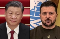 Chủ tịch Trung Quốc Tập Cận Bình (trái) và Tổng thống Ukraine Volodymyr Zelensky. Ảnh: CNN