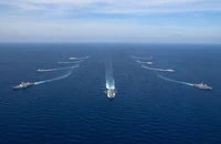 Cuộc tập trận hàng hải ASEAN-Ấn Độ (AIME 2023) ngày 8-5. Ảnh: HẢI QUÂN SINGAPORE