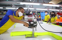 Hoạt động sản xuất may mặc xuất khẩu của một công ty tư nhân ở TP.HCM. Ảnh: NGUYỆT NHI