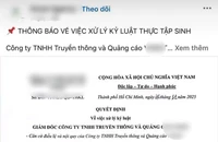 Đăng quyết định kỷ luật sinh viên thực tập lên mạng xã hội, đúng hay sai?
