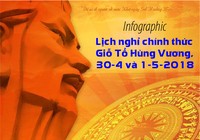 Lịch nghỉ chính thức Giỗ Tổ Hùng Vương, 30-4, 1-5-2018