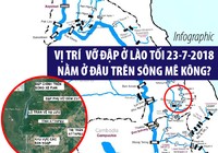 Vị trí vỡ đập ở Lào tối 23-7 nằm ở đâu trên sông Mekong?