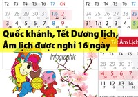 Quốc khánh 2/9 và Tết Dương lịch, Âm lịch được nghỉ 16 ngày
