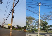 Cặp trụ điện chiếm đường
