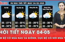 Dự báo thời tiết ngày 04-05: Nam Bộ mưa rào và giông, cục bộ có nơi mưa to