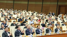 Các đồng chí lãnh đạo Đảng, Nhà nước và đại biểu tham dự Hội nghị tổng kết thực hiện Nghị quyết 18-NQ/TW.