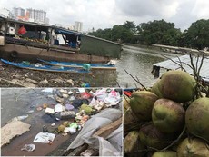 Chợ nổi trên dòng Kênh Tẻ lềnh bềnh rác