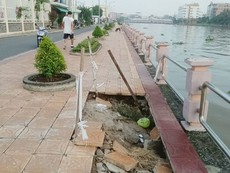 Clip: Bờ kè chục tỉ sụp lún gây nguy hiểm cho người dân