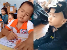 Hài hước với cậu bé học cũng ngủ, chơi cũng ngủ