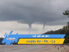 Video: Ngư dân hoảng hồn với lốc xoáy đôi