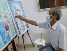 Họa sĩ già 'tiếp lửa' cho các y bác sĩ tuyến đầu chống dịch
