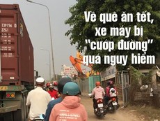 Tai nạn rình rập khi xe máy bị 'cướp' làn đường