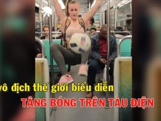 Video nhà vô địch thế giới biểu diễn trên... tàu điện