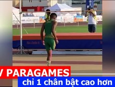 Cú nhảy cao qua đầu người của VĐV Paragames chỉ còn 1 chân