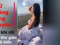 'Nữ hoàng' bóng chuyền thư giãn trên bãi biển