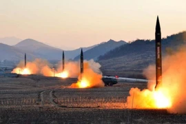 Hình ảnh vụ phóng tên lửa đạn đạo của Triều Tiên vào năm 2017. Ảnh: KCNA/AFP/GETTY IMAGES