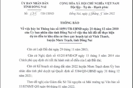 Đồng Nai: Hủy bỏ thu hồi đất dự án Khu dân cư 'khủng' ở Nhơn Trạch