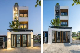Lạ mắt với mẫu nhà ống có nhiều giếng trời