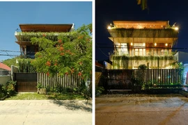 Ngôi nhà nổi bật với cây xanh phủ kín mặt tiền