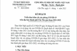 Cần Thơ ban hành kế hoạch tiêm vaccine phòng COVID-19