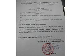 Vụ Cát Tường: Gia đình nạn nhân không đồng ý với giấy báo của Tòa án