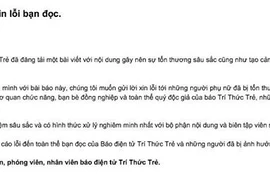 Báo điện tử Trí thức trẻ xin lỗi bạn đọc