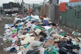 Dù UBND phường đã cắm bảng cấm, nhiều người vẫn đem rác ra vứt ở bên lề Quốc lộ 1A (gần số 2963-2965, QL 1A, phường Tân Thới Nhất, quận 12, TP.HCM). Ảnh: TRẦN ĐĂNG QUANG