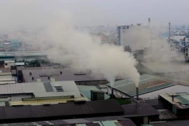Một số cơ sở xả khói gây ô nhiễm môi trường ở phường Hiệp Tân. (Ảnh chụp vào ngày 25-10)