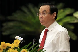 Bí thư Thành ủy TP.HCM Nguyễn Văn Nên phát biểu tại hội nghị.