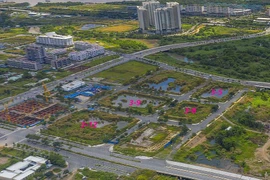 Toàn cảnh bốn lô đất Thủ Thiêm được đấu giá vào tháng 12-2021.