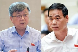 Ủy viên Ủy ban Tư pháp Trương Trọng Nghĩa (trái) và Phó Chủ nhiệm Ủy ban Tư pháp Nguyễn Mạnh Cường tại phiên họp.