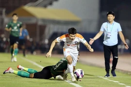 HLV Vũ Tiến Thành trong trận quyết định thắng SHB Đà Nẵng 3-0 và TP.HCM trụ hạng.