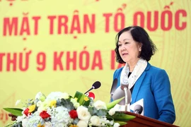 Ủy viên Bộ Chính trị, Thường trực Ban Bí thư, Trưởng ban Tổ chức Trung ương Trương Thị Mai phát biểu tại hội nghị.
