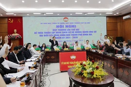 Hội nghị hiệp thương lần thứ 2 thảo thuận, lập danh sách sơ bộ những người ứng cử đại biểu HĐND TP Hà Nội khoá XVI. Ảnh: TP