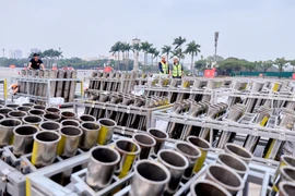 Công tác chuẩn bị bắn pháo hoa chào mừng thành công Đại hội Đảng XIV