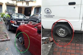 Gần 10 ô tô ở chung cư bị đâm thủng lốp