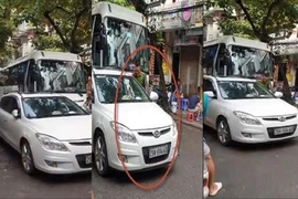 Xử phạt trung úy công an đậu ô tô khiến cả đường ùn tắc