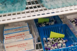 Một lượng lớn vaccine ngừa COVID-19 của Moderna và Pfizer còn được bảo quản trong kho lạnh sâu tại Mỹ hồi đầu tháng 6. Ảnh: AP