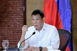 Tổng thống Philippines Rodrigo Duterte trình bày bài phát biểu "Talk to the People" hôm 27-9. Ảnh: CHÍNH PHỦ PHILIPPINES