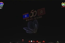 ẢNH-VIDEO: Mãn nhãn màn trình diễn pháo hoa và drone kỷ niệm 50 năm Quốc khánh Lào