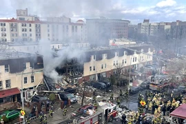 Hiện trường vụ nổ sập nhà ở TP New York hôm 18-1. Ảnh: NEW YORK DAILY NEWS