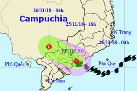 Bão số 9 thành áp thấp, suy yếu ở Campuchia